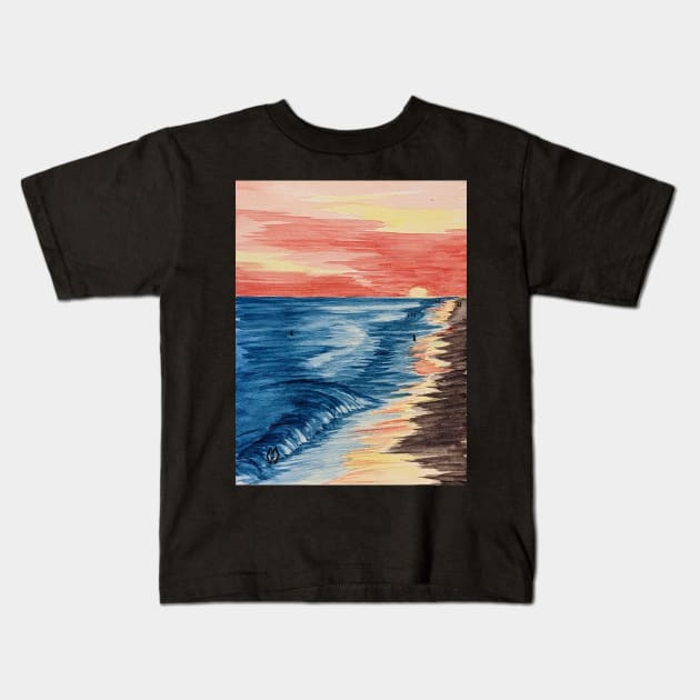 Swimmers at the beach at sunset Kids T-Shirt by Matt Starr Fine Art